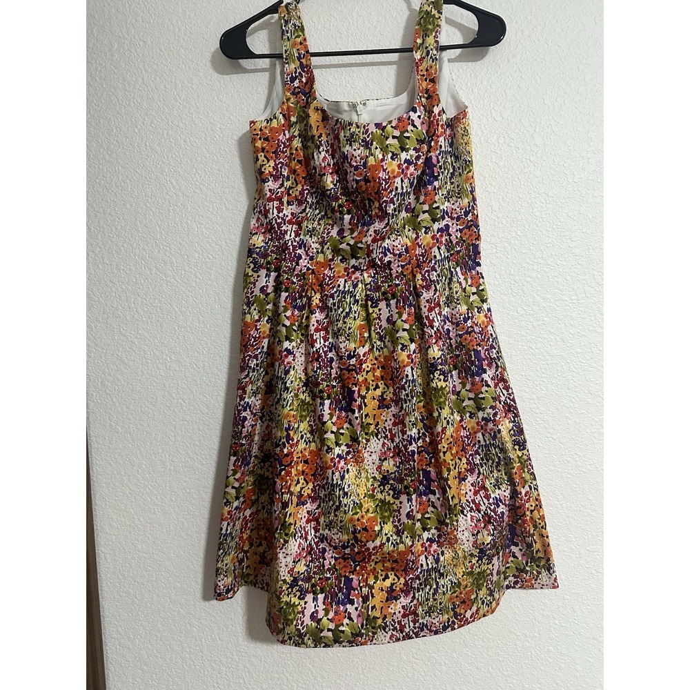 Nine West Dress Floral Multicolor  Sleeveless Size 8 Cotton Fit & Flare Summer